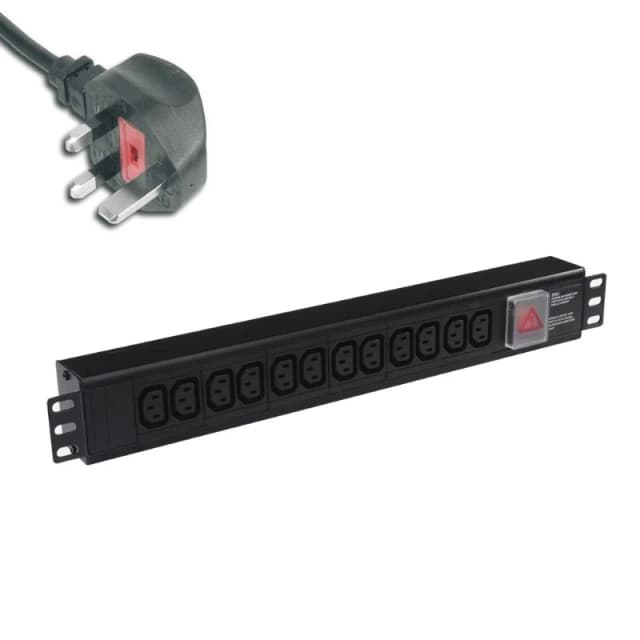 POWERDATA 12 WAY 19" RACK PDU IEC SKTS TO 13A PLUG - HORIZONTAL
