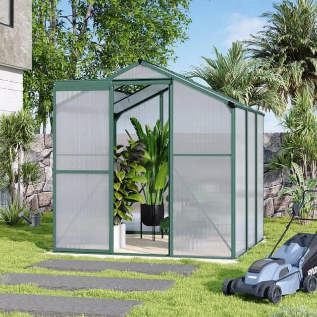 Breeins Outdoor 6x6fts Garden Greenhouse with No Base Green L
