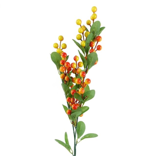 Leaf High-Quality Artificial Orange Berry Spray - Ideal for Decorations and Arrangements - 70cm Height