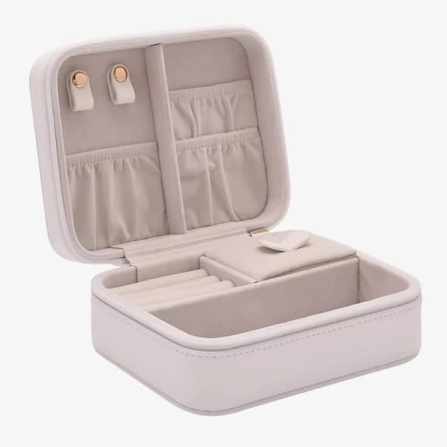 T.H.Baker Sophia White Zipped Oblong Leather Jewellery Box SP3334 White female