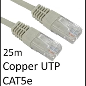 RJ45 (M) to RJ45 (M) CAT5e 25m Grey OEM Moulded Boot Copper UTP Network Cable