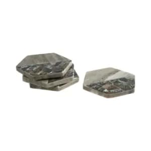 Set of 4 Hexagonal Marble & Paua Shell Coasters