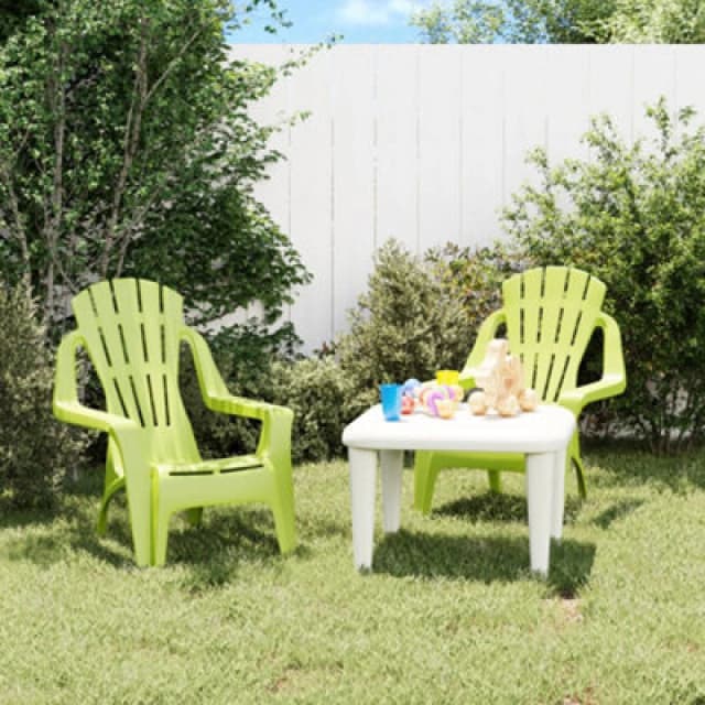 VIDAXL Garden Chairs 2 pcs for Children Green 37x34x44cm pp Wooden Look Vidaxl 364740