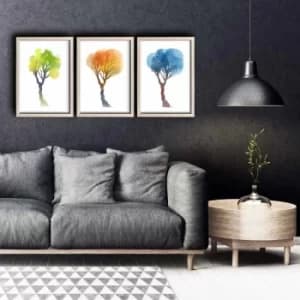 3PKCT-005 Multicolor Decorative Framed MDF Painting (3 Pieces)