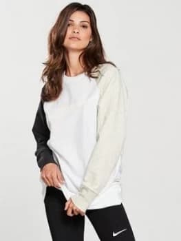 Nike Training Swoosh Crew Sweat Black White Multi Size L Women