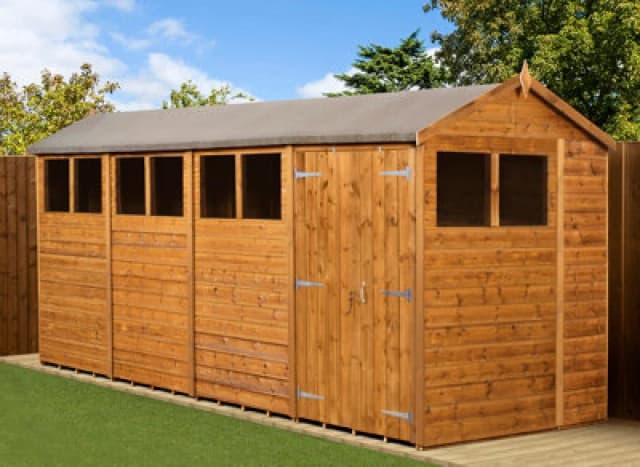 Empire Sheds Empire Modular Apex 6X16 Dipped Treated Tongue And Groove Wooden Garden Sheddouble Door & Windows (6' X 16' / 6ft X 16ft) (6X16)