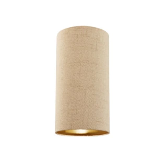 Happy Homewares Modern And Stylish Stitched Effect Taupe Linen Fabric Cylindrical 25Cm Lampshade