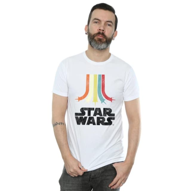 Star Wars Star Wars Men Rainbow Cotton T-Shirt in White Size: Small White S Male 5057864419542