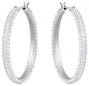 Swarovski Stone Rhodium Plated Hoop Pierced Earrings Jewellery
