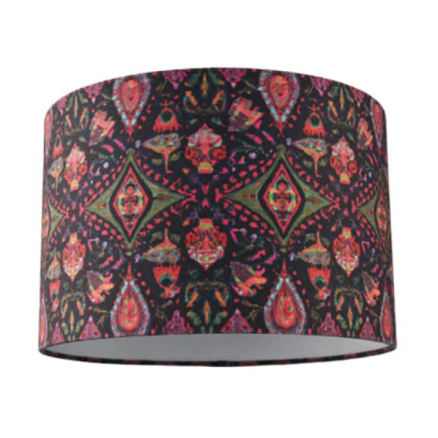 Happy Homewares Bohemian Kaleidoscope Cotton Lamp Shade With Green And Red Colouring