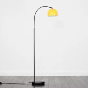 Curva Floor Lamp in Black with Yellow Shade