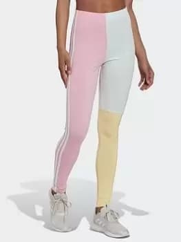adidas Essentials 3-stripes Colorblock Cotton Leggings, Pink Size XS Women