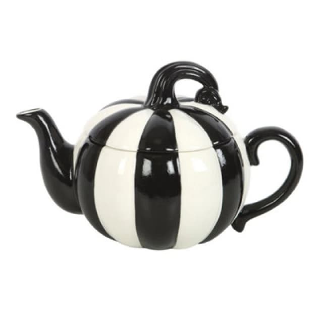 Something Different Something Different Strange & Unusual Striped Pumpkin Teapot in Black One Size Unisex 5063750988917