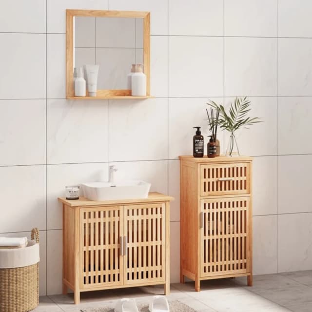 VIDAXL Vidaxl - 3 Piece Bathroom Furniture Set Solid Wood Walnut 8720845836467