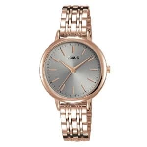 Lorus RG296PX9 Ladies Rose Gold Bracelet Watch with Soft Grey Dial