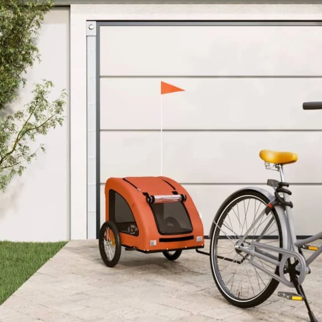 VIDAXL Pet Bike Trailer Orange Oxford Fabric and Iron Vidaxl 8720845770488