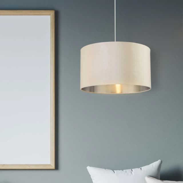 Lighting Collection Velvet Drum Shade Cream unisex 50cm
