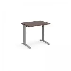 TR10 straight desk 800mm x 600mm - silver frame and walnut top