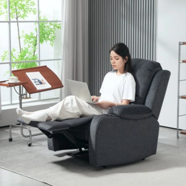HOMCOM Recliner Armchair for Living Room - Recliner Chair with Cup Holder - Black TJ Hughes Grey 5061025082216