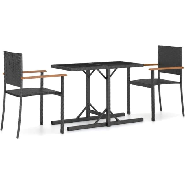 VIDAXL 3 Piece Garden Dining Set Black Vidaxl 8720286379691