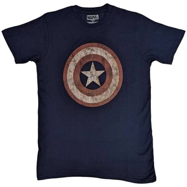 Marvel Captain America Embroidered Shield T Shirt Navy unisex