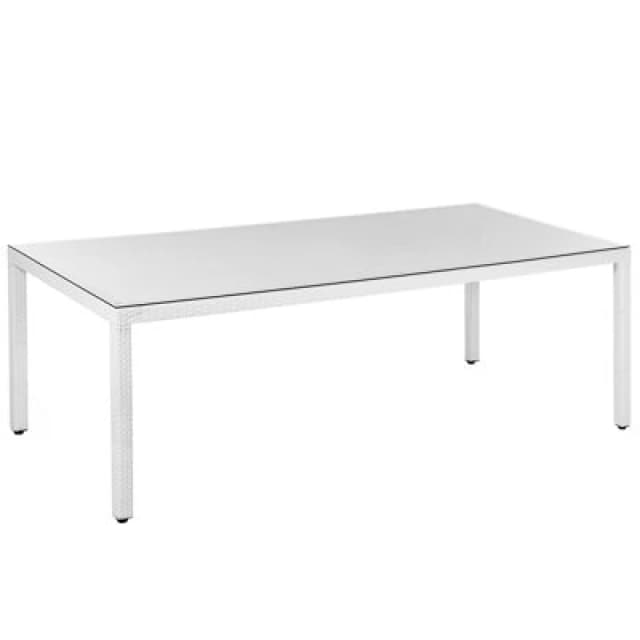 Beliani Garden Dining Table Italy 220 Cm 100 Cm Glass White
