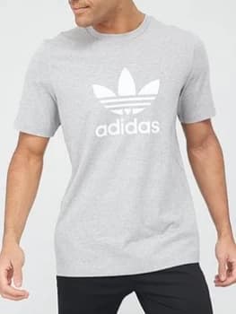 adidas Originals Trefoil T-Shirt - Medium Grey Heather, Size S, Men