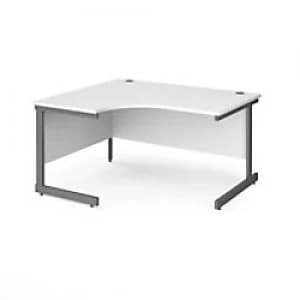 Dams International Left Hand Ergonomic Desk with White MFC Top and Graphite Frame Cantilever Legs Contract 25 1400 x 1200 x 725 mm