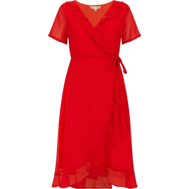 Yumi Yumi Green Frill Wrap Dress - Red Red 8