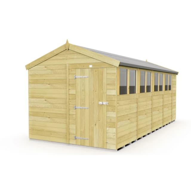 Buttercup Farm 8 x 18 Feet Apex Shed - Single Door W/ Windows - L533 x W231 x H217cm in Brown Brown Unisex