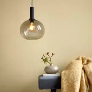 Alton 25 Indoor Living Dining Glass Pendant Ceiling Light in Black (Diam) 25cm
