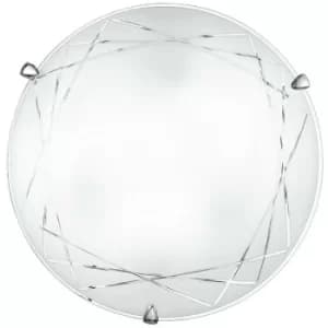 Fan Europe PARADISE 2 Light Patterned Glass Flush Ceiling Light White 30cm