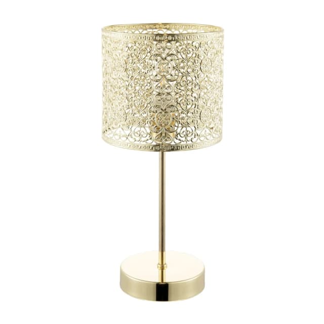 Happy Homewares Classic Chic Moroccan Themed Shiny Gold Table Lamp with Inline Switch Gold Unisex