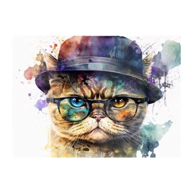 Warren Reed Designer Shorthair Cat With Glasses Splashart Chopping Board