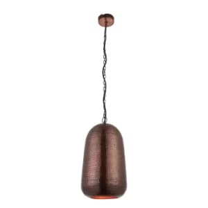 1 Light Dome Ceiling Pendant Antique Copper, E27