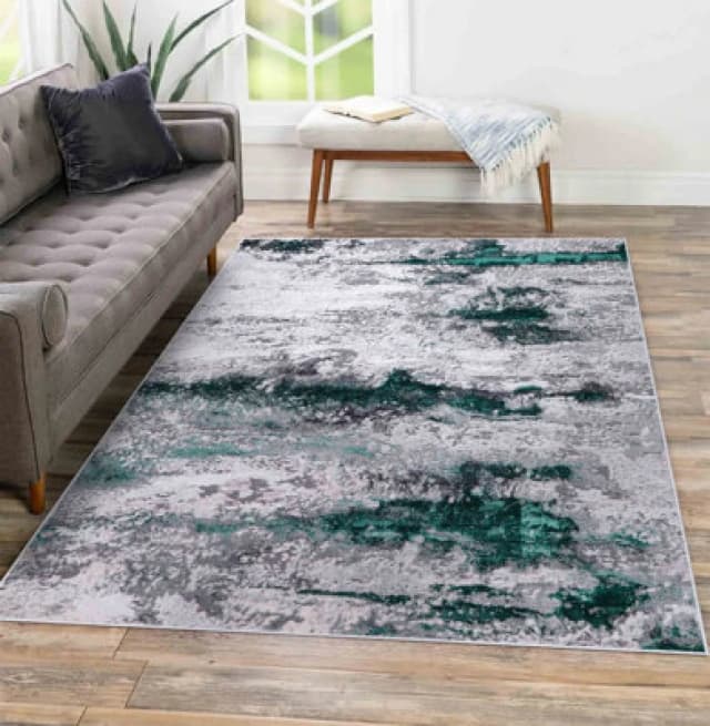 Onyx Modern Grunge Sprayed Abstract Area Rugs Aqua 120X170 Cm