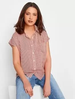 Long Tall Sally Red Stripe Short Sleeve Shirt, Red, Size 24, Women