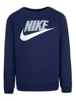 Nike Kids Boys Club Longevity Crew Sweat, Dark Blue, Size 3-4 Years