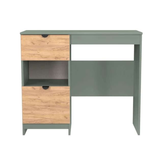 Welcome Furniture Ready Assembled Bora 2 Drawer Open Shelf Vanity, Green BOP631GCRG