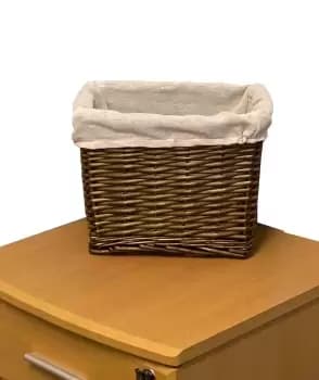 Small Wicker Willow Storage Basket With Cloth Lining 28 x 20 x 21 cm