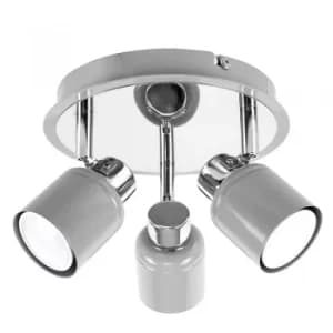 Benton 3-Way Ceiling Spotlight in Grey and Chrome