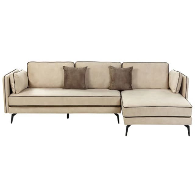Beliani Corner Sofa 3 Seater Altan Velvet Beige Left Hand