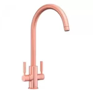 Rangemaster Brushed Copper Twin Lever Kitchen Tap - Intense