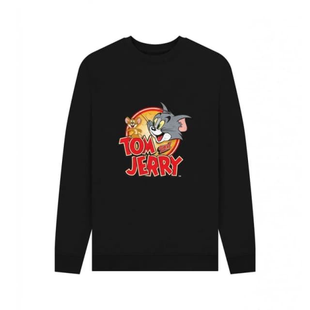 Tom & Jerry Mens Graphic Vintage Sweatshirt in Black Size: Small Black Male S