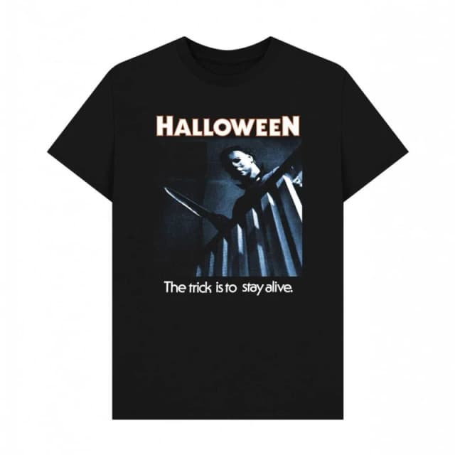 Halloween Mens Trick To Stay Alive Graphic T-Shirt in Black Size: Small Black Male S