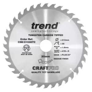 Trend CRAFTPRO Wood Cutting Saw Blade For DEWALT DCS7485 210mm 36T 30mm