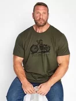 BadRhino USA Motorbike T-Shirt - Khaki, Green, Size 2XL, Men