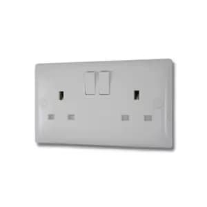 Varilight 2 Gang Switched Socket - Polar White - XO5WP