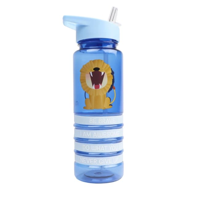 Myga Kids' Positivity Band Water Bottles - Lion, Blue RY2247