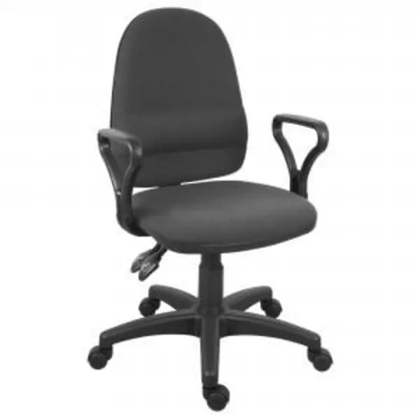 Ergo Twin High Back Fabric Operator Office Chair with Fixed Arms Black EXR13173TK